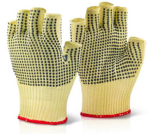 Beeswift Reinforced Fingerless Dotted Gloves. (Pair)