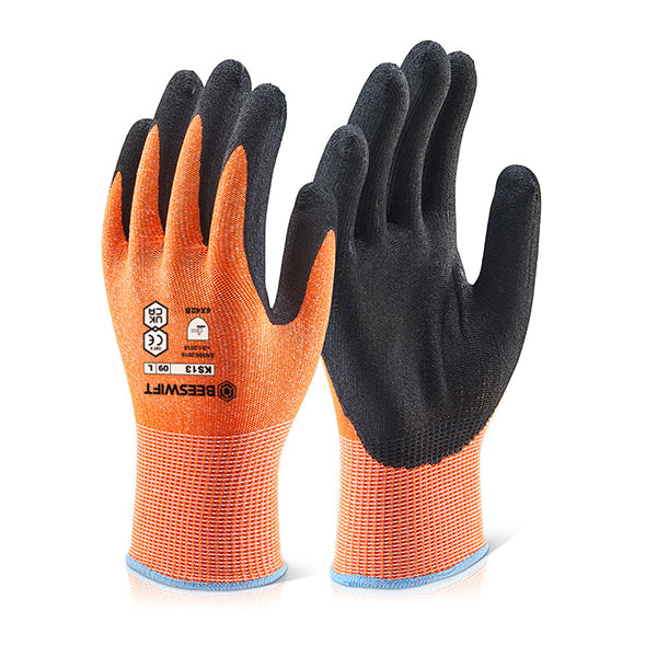 Beeswift Kutstop Micro Foam Nitrile Amber Cut Level 3 Gloves. (Pair)