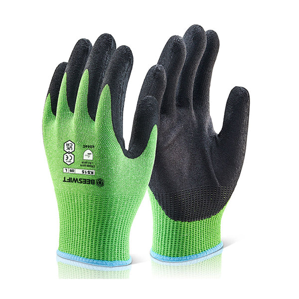 Beeswift Kutstop Micro Foam Nitrile Green Cut Level 5 Gloves. (Pair)