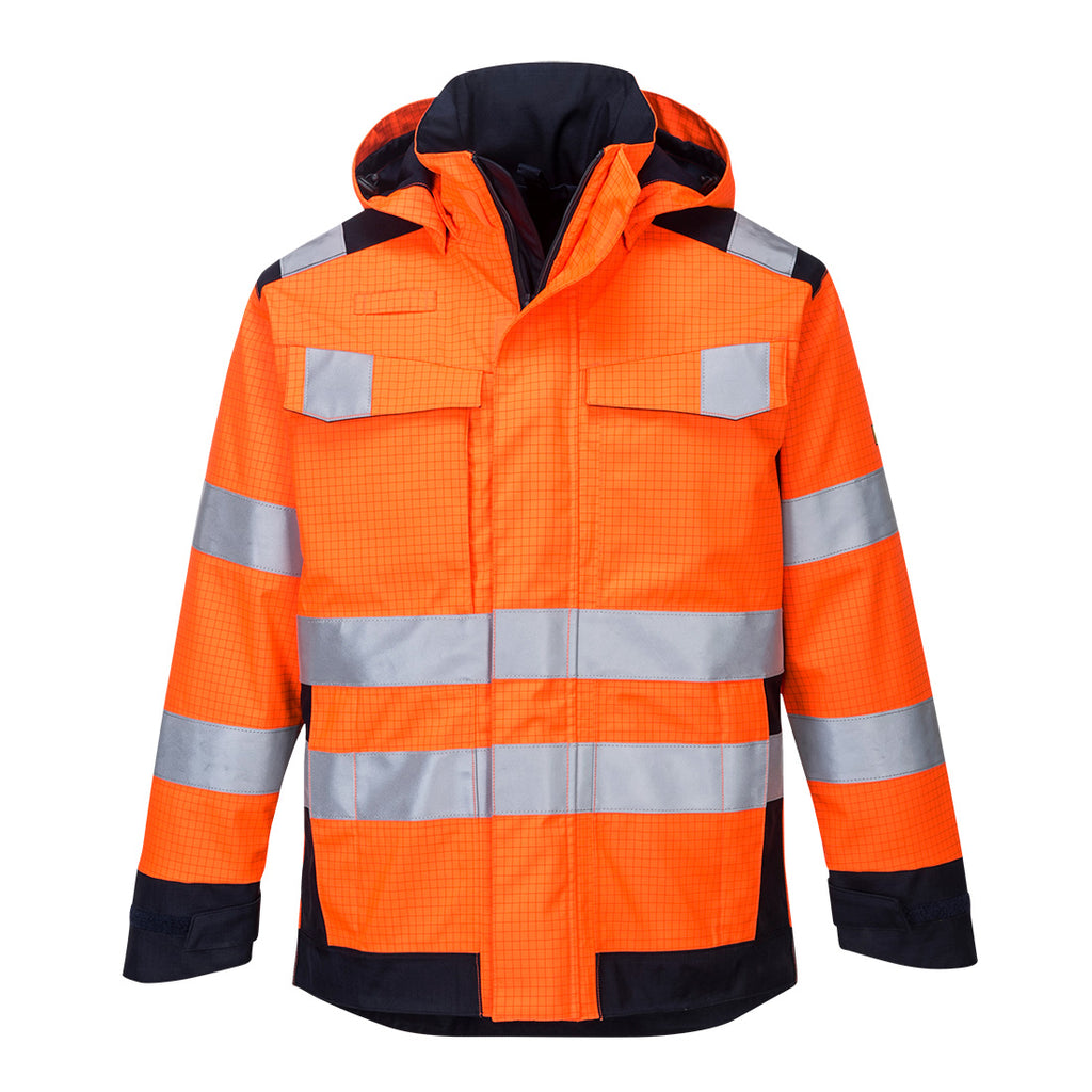 Portwest Modaflame Rain+ Hi-Vis Multi-Norm Contrast FR Jacket- Style MV70