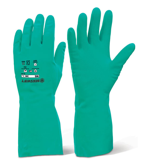 Beeswift Nitrile Rubber Chemical Gloves.(Each)