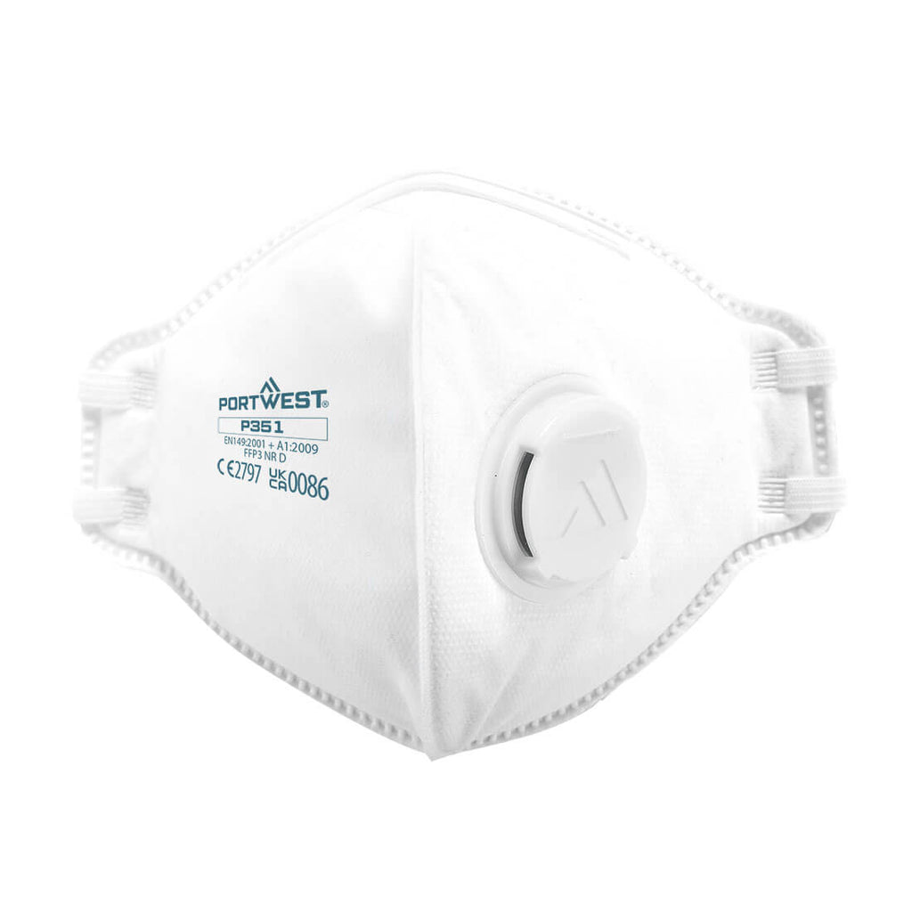 Portwest FFP3 Valved Dolomite Fold Flat Respirator (Pk20)- Style P351