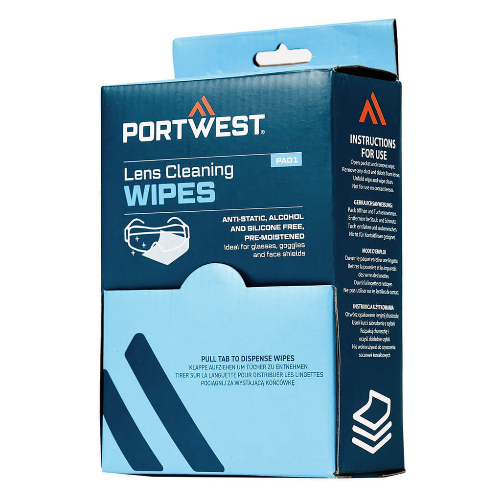 Portwest Lens Cleaning Wipes (100 towelettes) - Style PA01