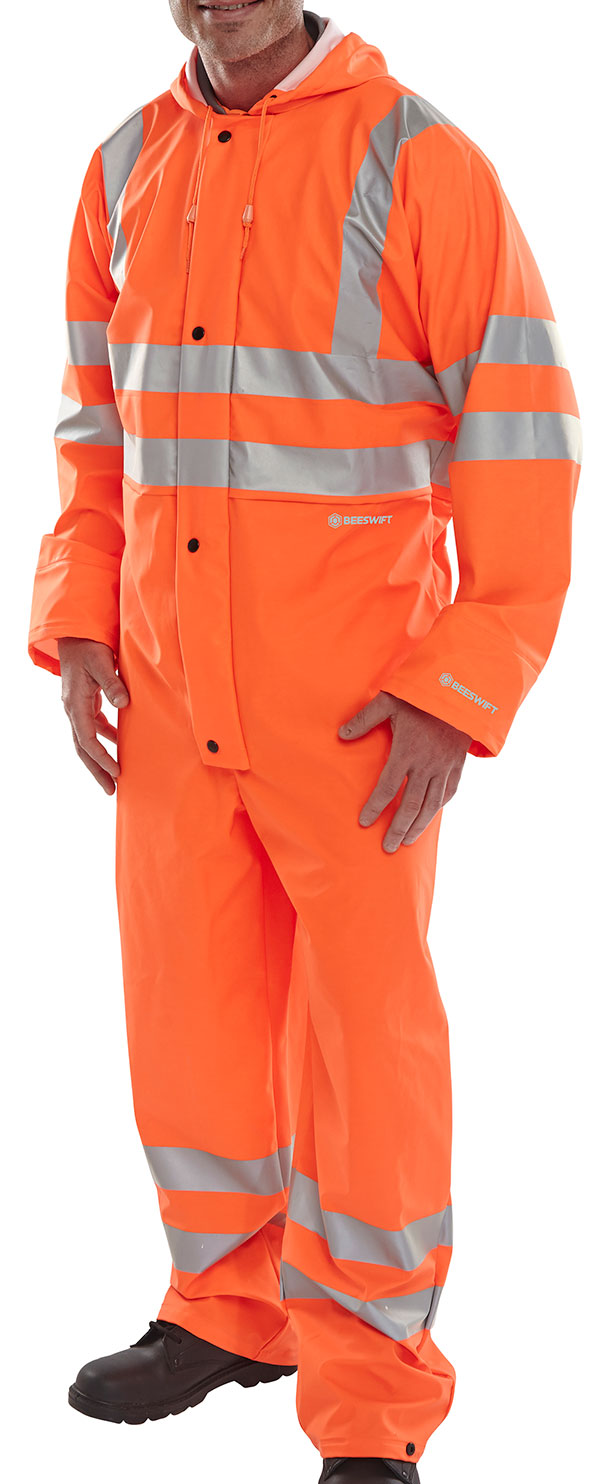 Beeswift Hi-Vis Pu Breathable Coverall. (Each)