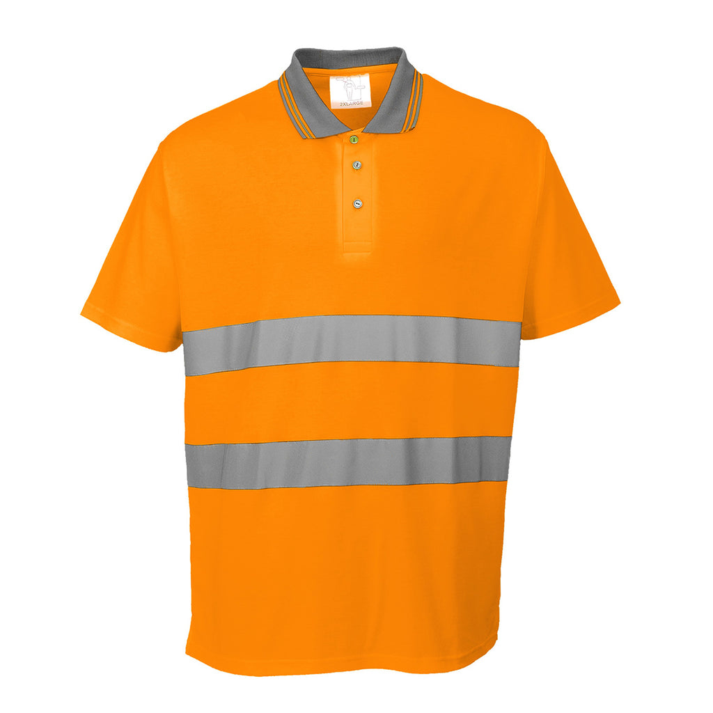 Portwest Hi-Vis Cotton Comfort Polo Shirt S/S 