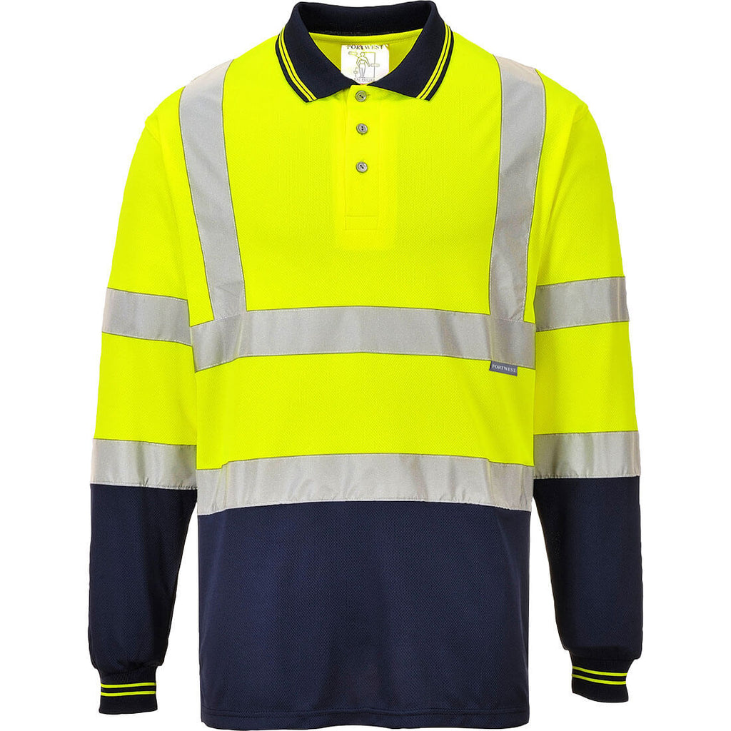 Portwest Hi-Vis Contrast Polo Shirt L/S 