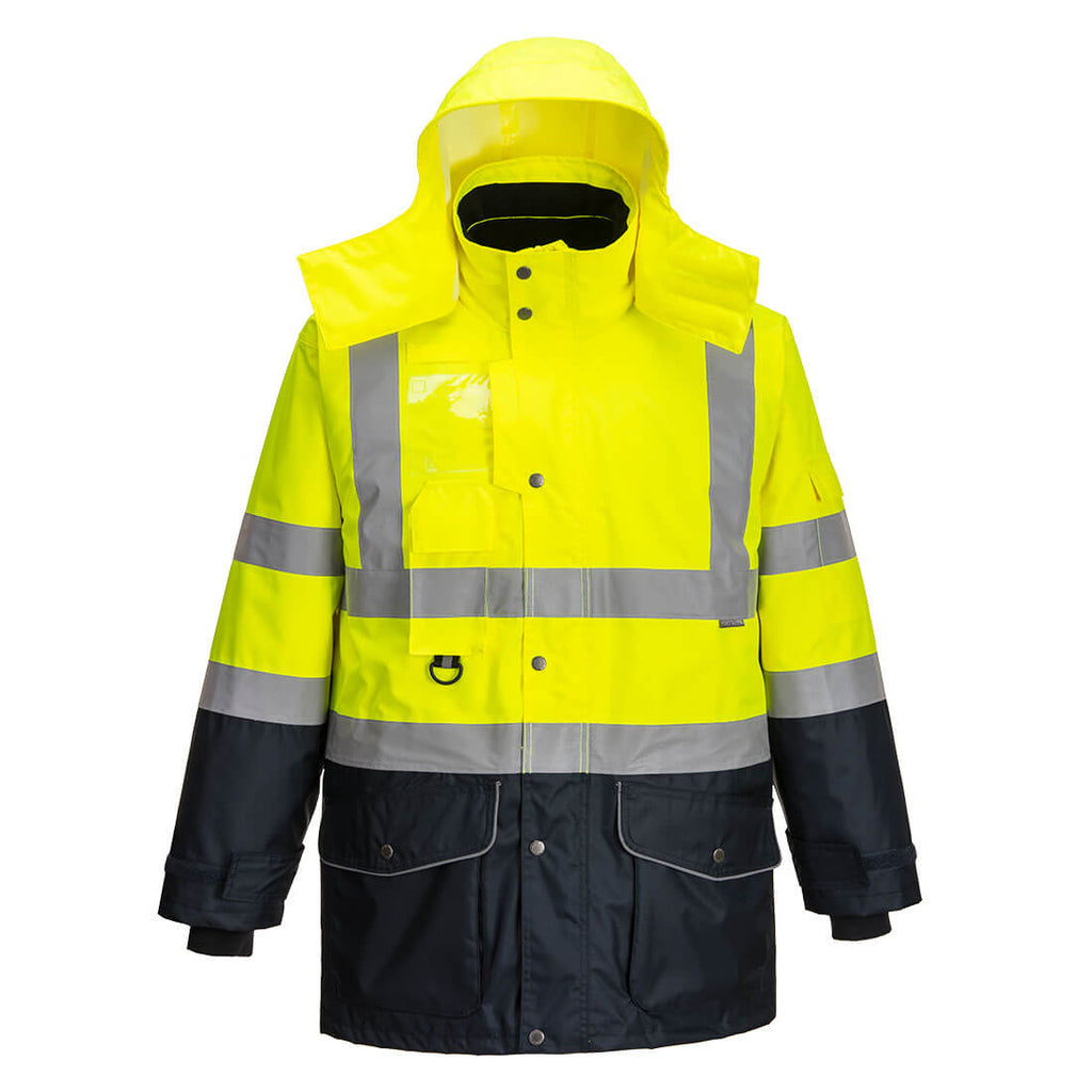 Portwest Hi-Vis Breathable 7-in-1 Contrast Traffic Jacket 
