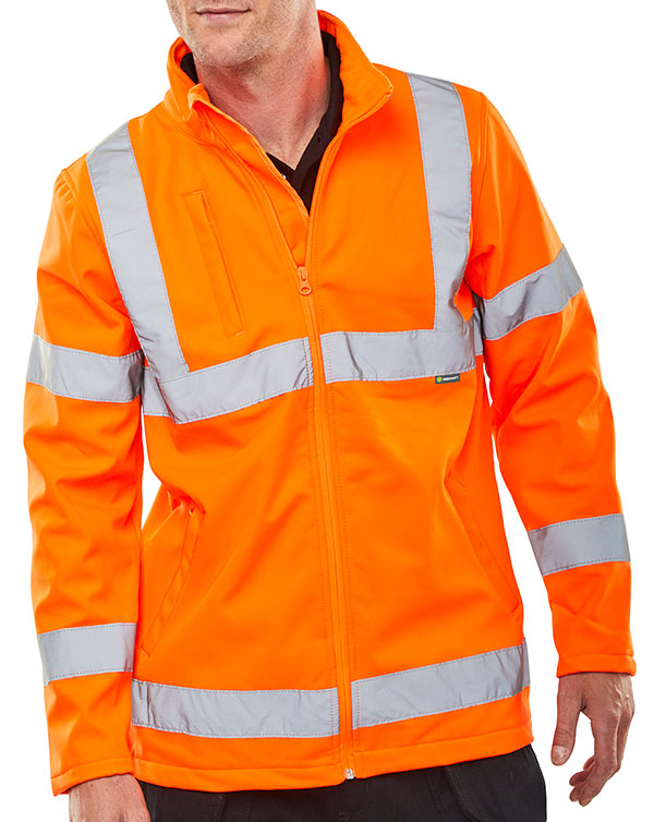 Beeswift Hi-Vis Soft Shell Lightweight Rail Spec Jacket. (Each)