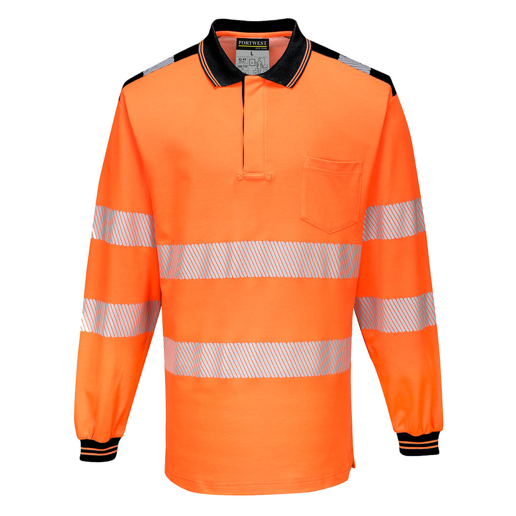 Portwest PW3 Hi-Vis Cotton Comfort Polo Shirt L/S - Style T184
