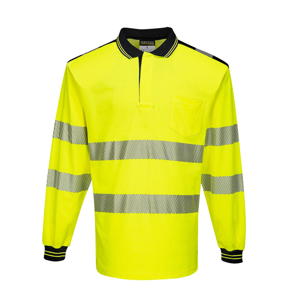 Portwest PW3 Hi-Vis Cotton Comfort Polo Shirt L/S 