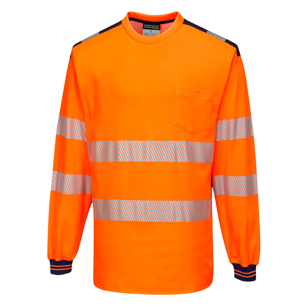 Portwest PW3 Hi-Vis Cotton Comfort T-Shirt L/S - Style T185