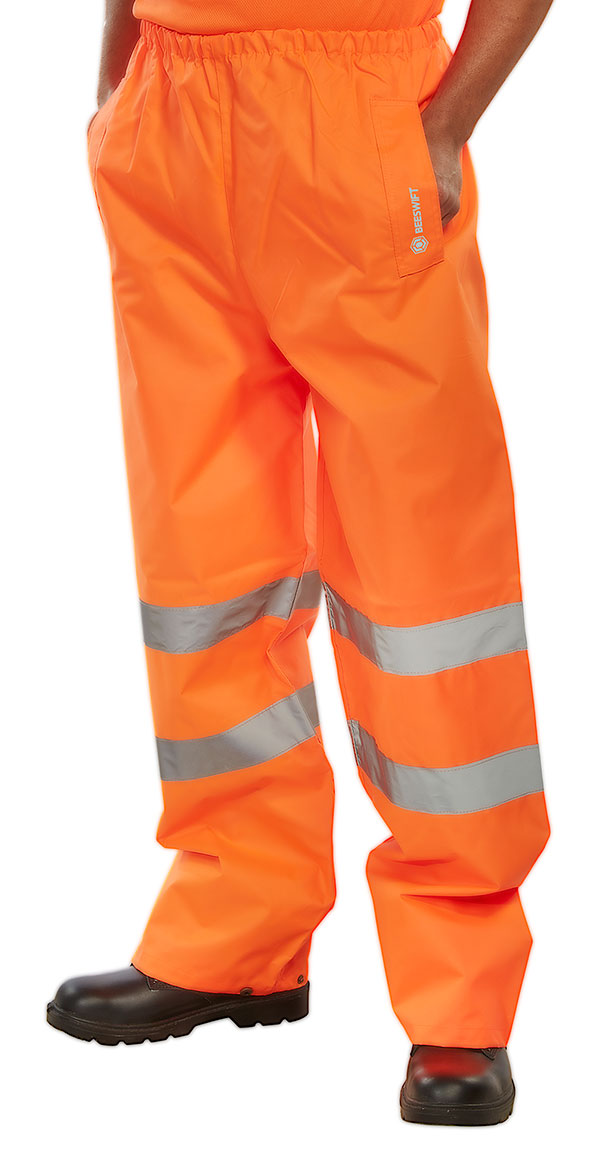 Beeswift Hi-Vis Padded Thermal Lined Rain Trousers. (Each)