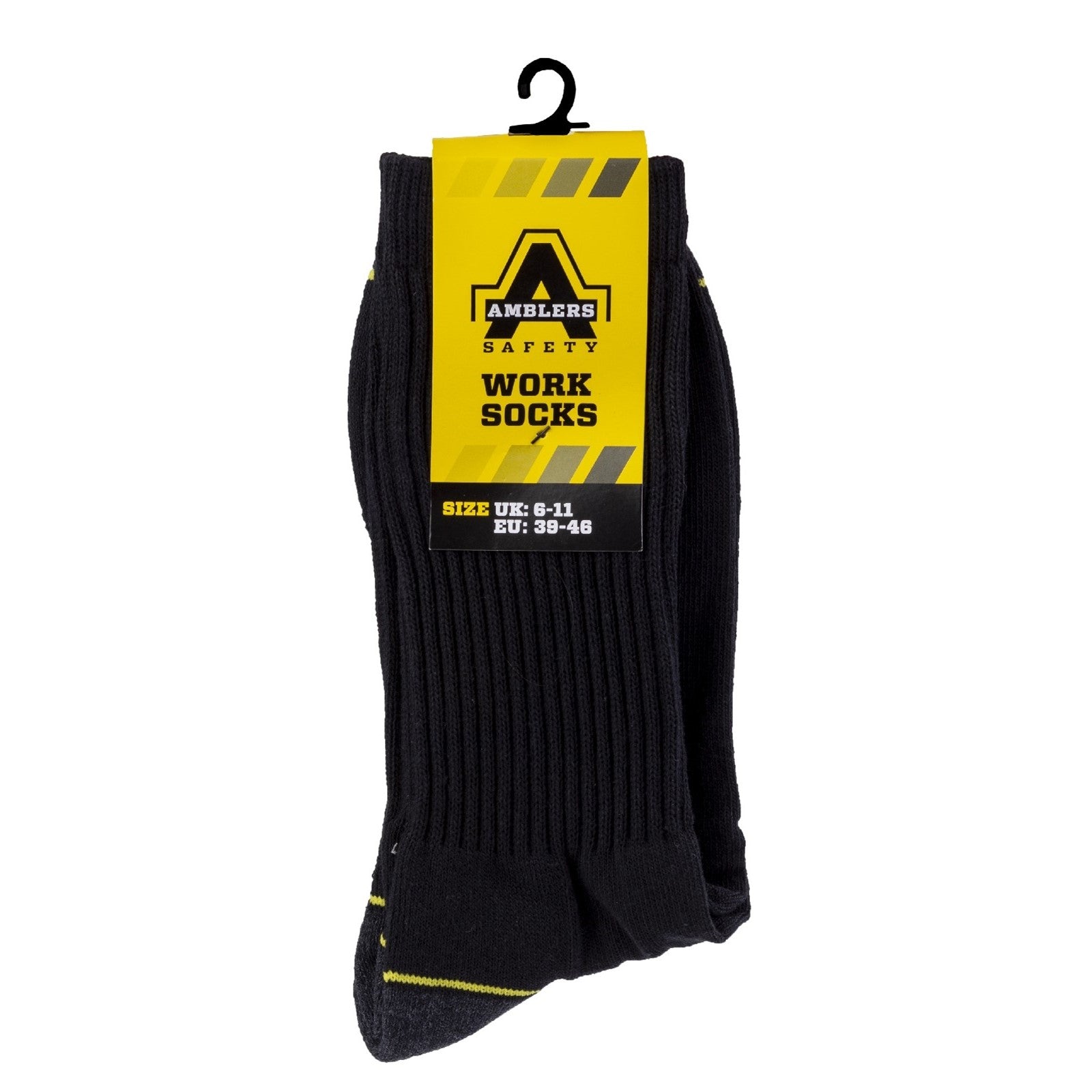 Amblers Heavy Duty Work Socks 3 pack - Black 11x14