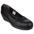 FS107 Antibacterial Memory Foam Slip on Wedged Safety Court Shoe - Black