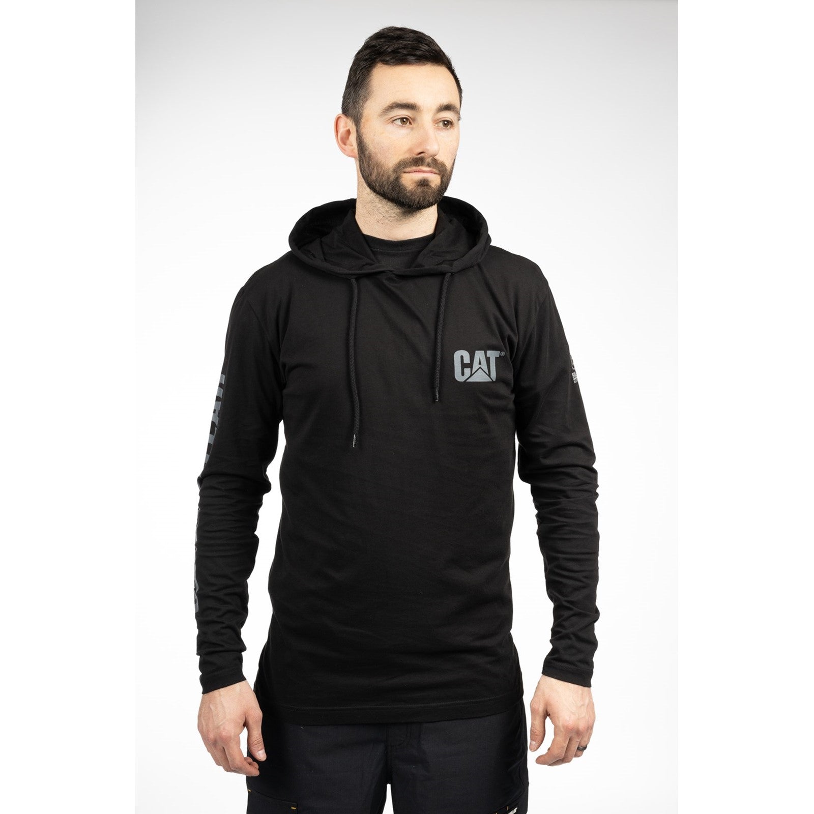Hooded Long Sleeve Tee - Black