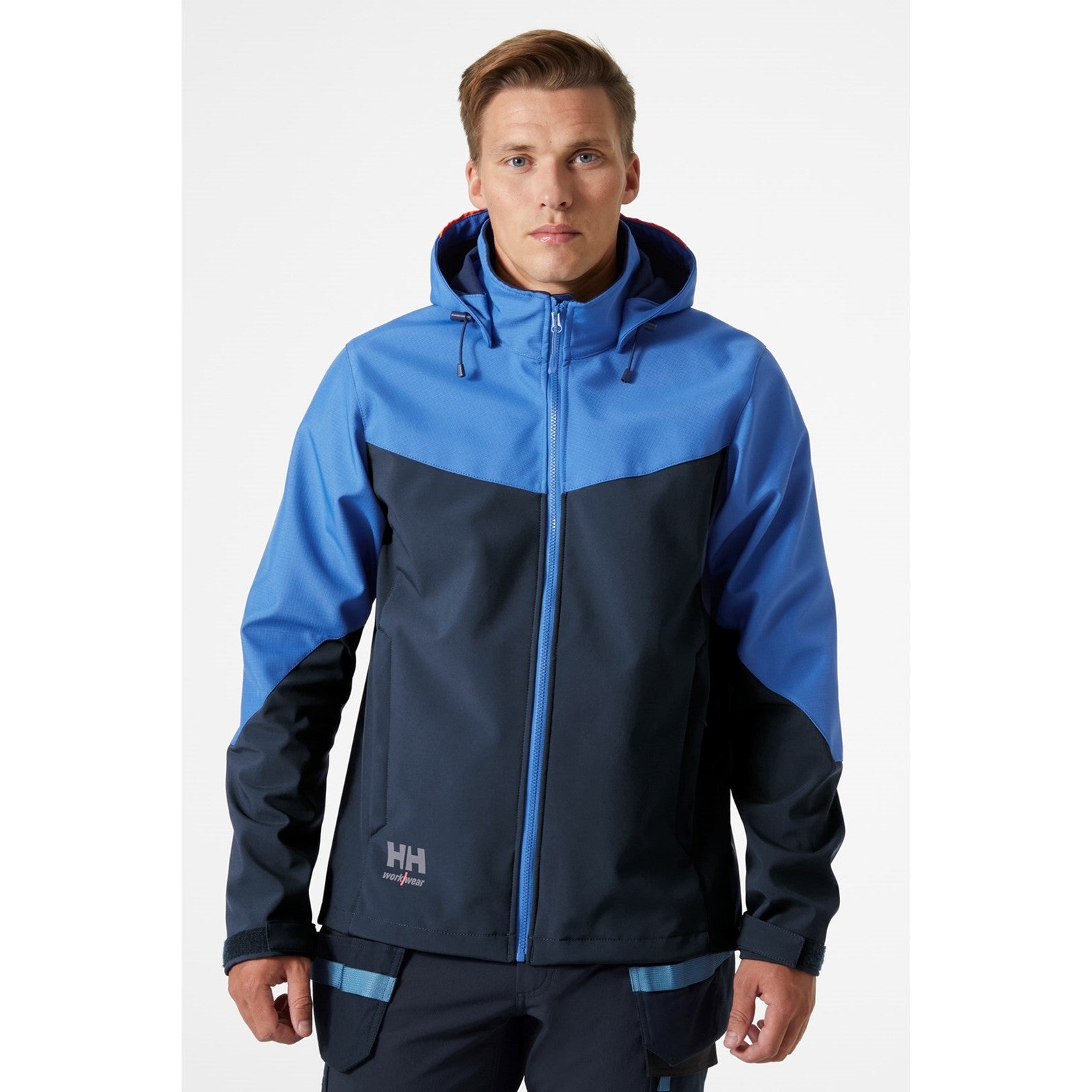 Oxford Hooded Softshell Jacket - Navy/Stone Blue