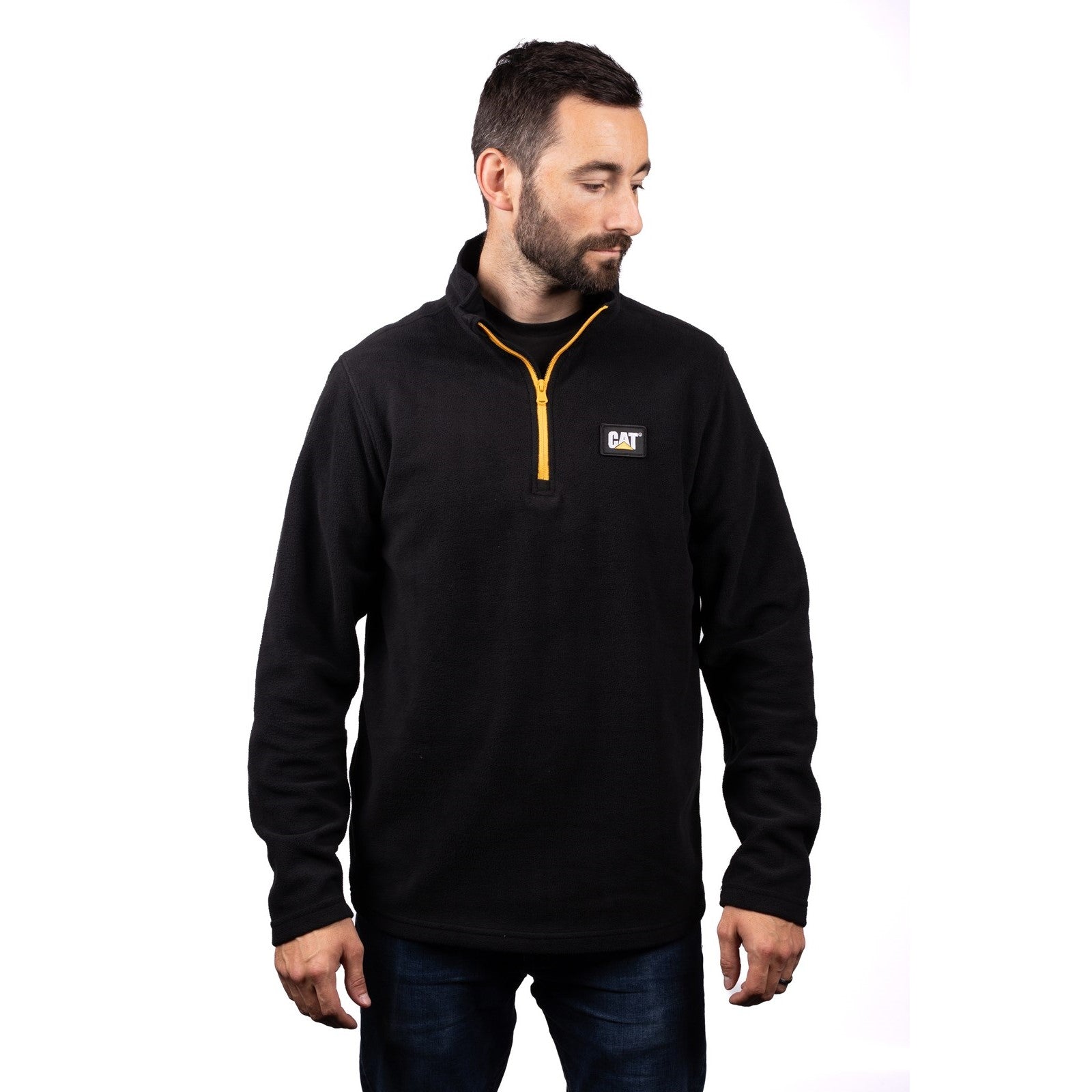 Cat Microfleece Quarter Zip - Black/Yellow