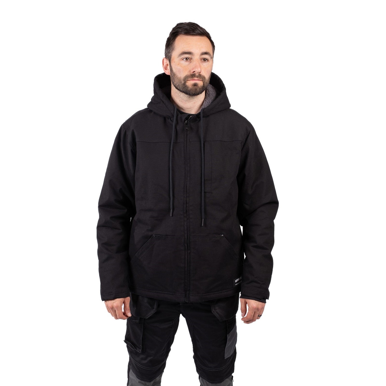Hooded Sherpa Lined Jacket - Black