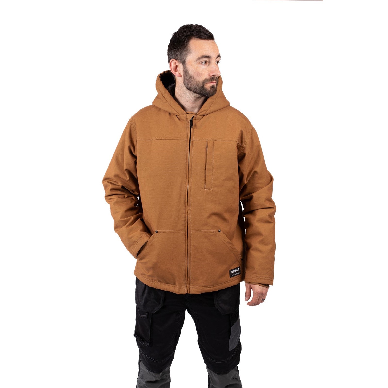 Hooded Sherpa Lined Jacket - Black
