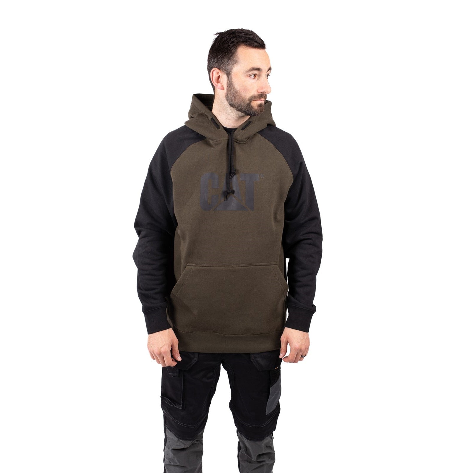 Raglan Hooded Sweatshirt - Army Moss/Black